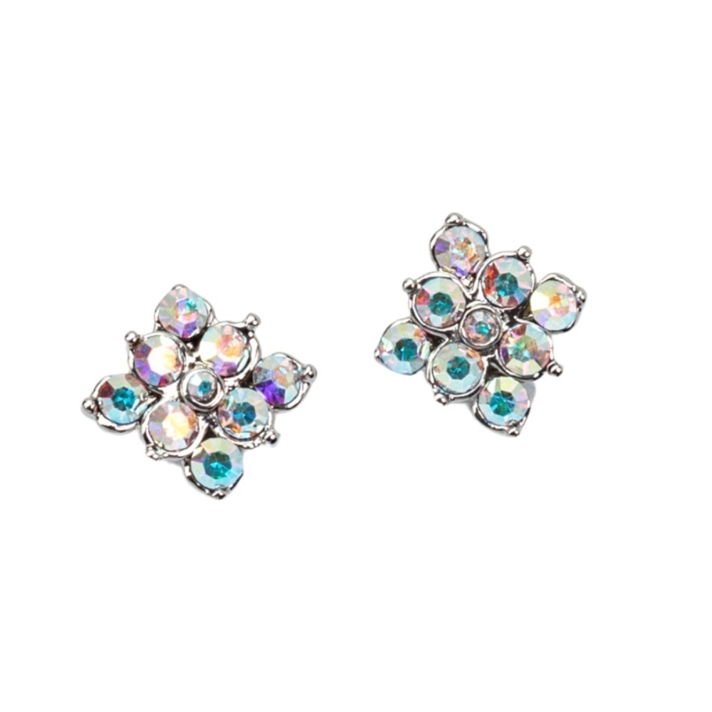 Aurora Borealis Swarovski Crystal Floral Stud Earrings